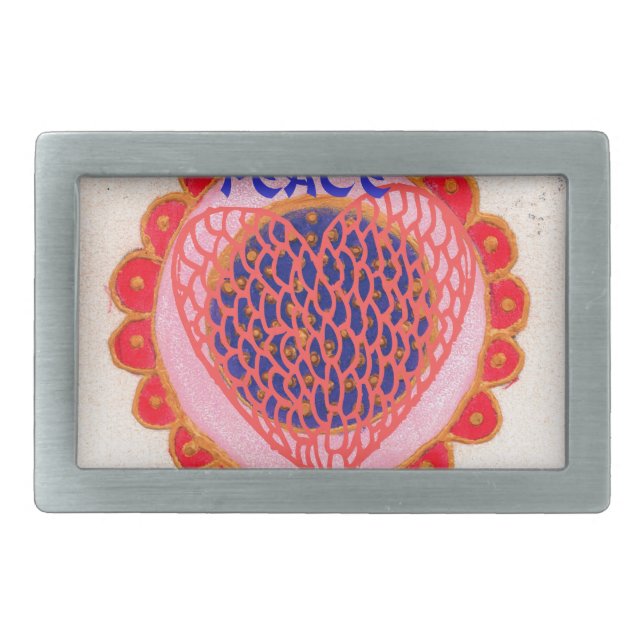 "My Heart Goes Home for Peace" Art Print Rectangular Belt Buckle (Front)