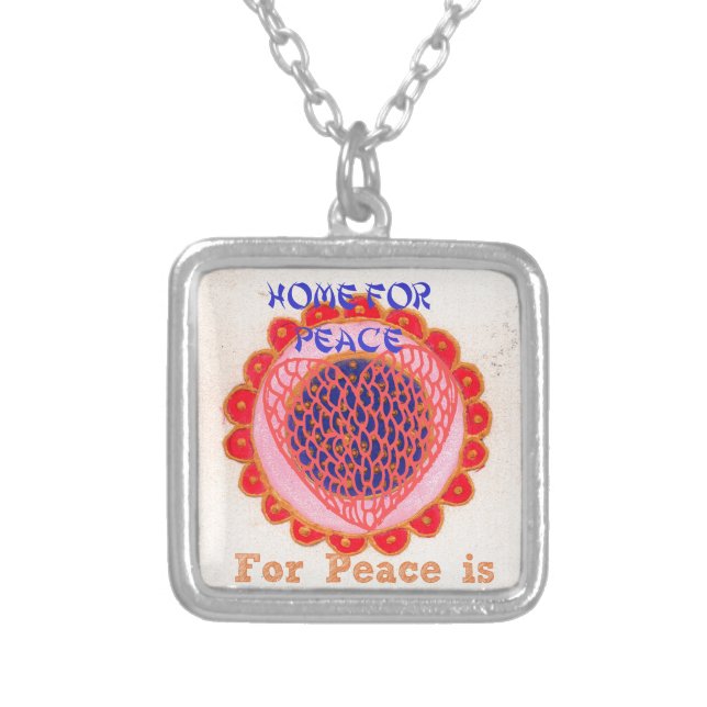 My Heart Goes Home for Peace.png Silver Plated Necklace (Front)