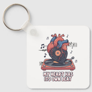 "My Heart Has Its Own Beat" Funny Vinyl Record  Keychain