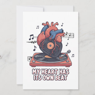 "My Heart Has Its Own Beat" Funny Vinyl Record Thank You Card