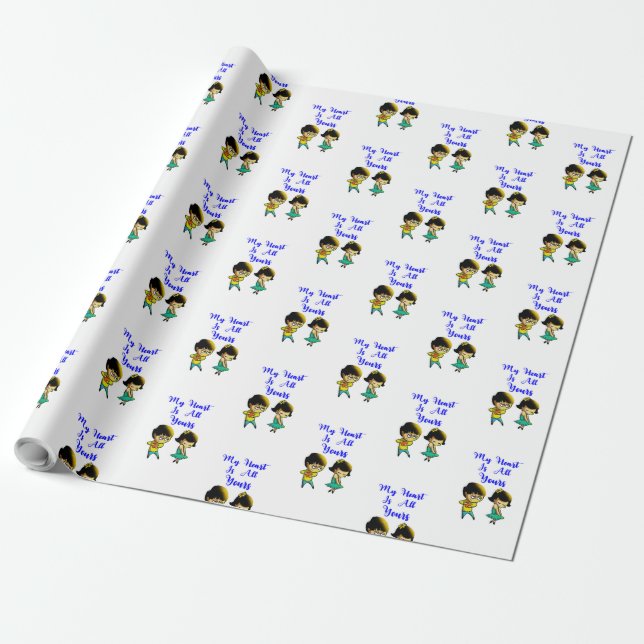 My Heart Is All Yours Bestie Couple love Valentine Wrapping Paper (Unrolled)