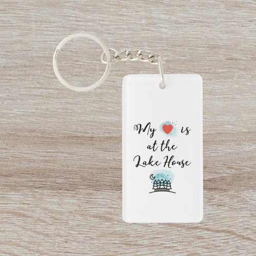 My Heart is at the Lake House with Trees Color Keychain