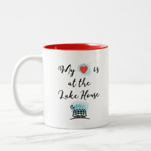 My Heart is at the Lake House with Trees Color Two-Tone Coffee Mug