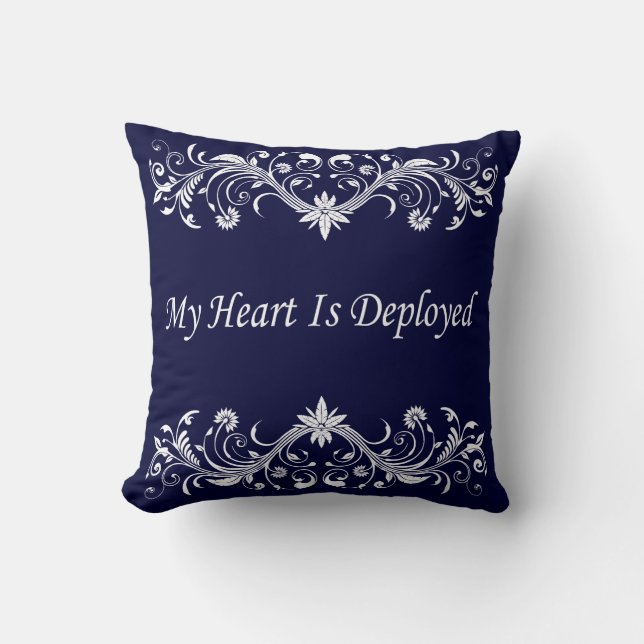 My Heart is Deployed Throw Pillow (Front)