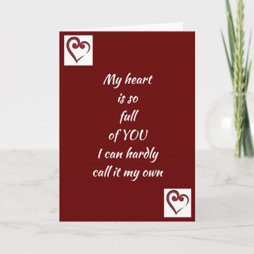 MY HEART IS FULL OF YOU  I LOVE IT CARD