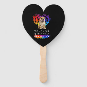 My Heart Is Held By The Paws Of A Bulldog Hand Fan