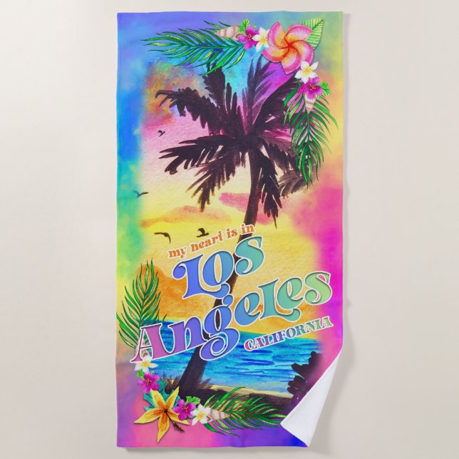 My Heart is in Los Angeles Beach Towel (Front)