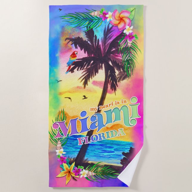 My Heart is in Miami Beach Towel (Front)