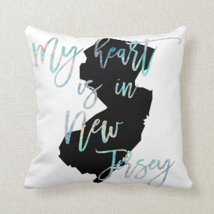 My Heart is in New Jersey state NJ Iridescent Throw Pillow