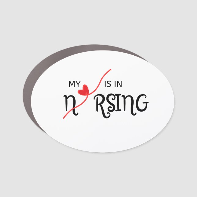 My Heart Is In Nursing Car Bumper Magnet (Front)