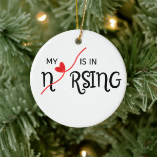 My Heart Is in Nursing Ceramic Circle Ornament