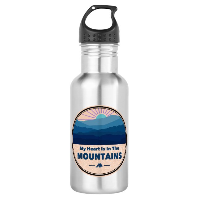 My Heart Is in The Mountains Stainless Steel Water Bottle (Front)
