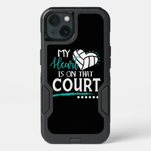 My Heart Is On That Court Cute Volleyball Mom Dad iPhone 13 Case