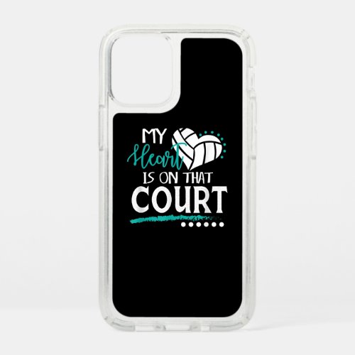 My Heart Is On That Court Cute Volleyball Mom Dad Speck iPhone 12 Mini Case