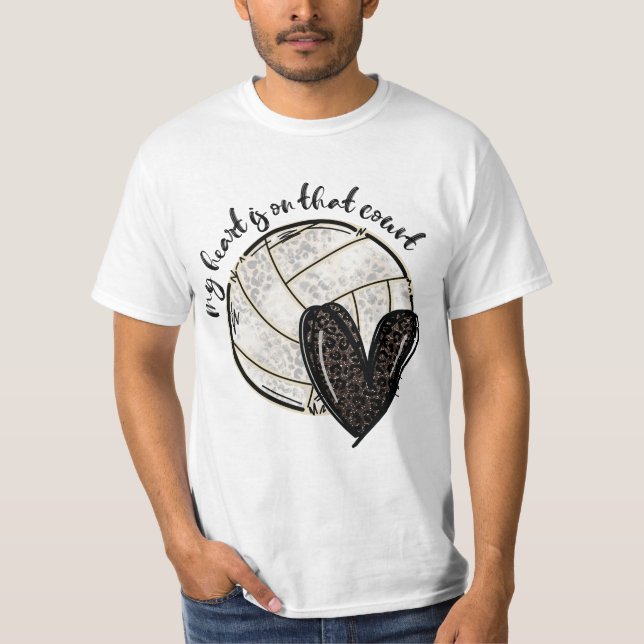 My Heart Is On That Court Volleyball Leopard T-Shirt (Front)