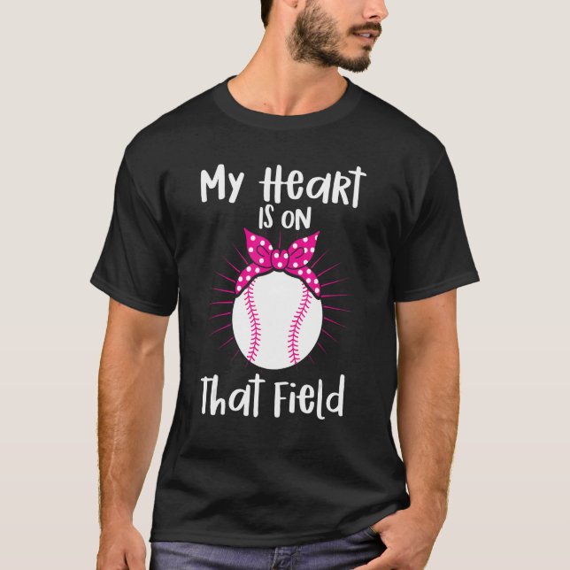 My Heart Is On That Field Baseball Player Mom Moth T-Shirt (Front)