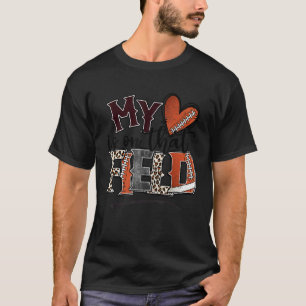 My Heart Is On That Field Football Mom Leopard Pri T-Shirt