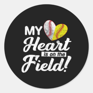 My Heart Is On That Field Sell Softll Mom Mothers Classic Round Sticker