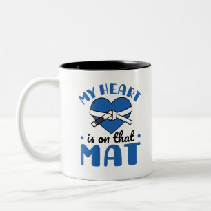 My Heart Is On That Mat Jiu Jitsu Mom Two-Tone Coffee Mug