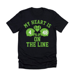 My Heart is on the Line Football 2 Player T-Shirt