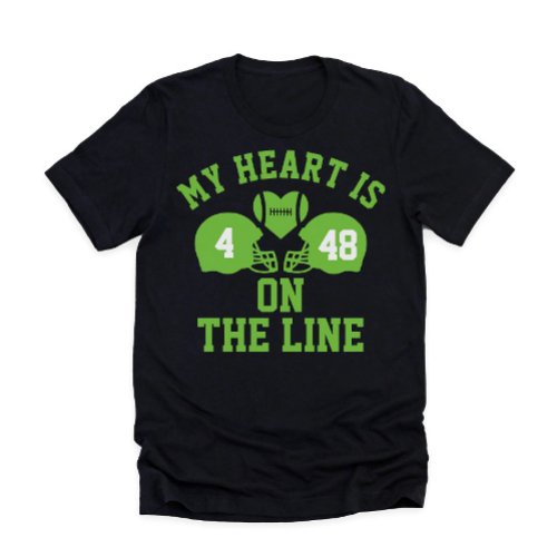 My Heart is on the Line Football 2 Player T_Shirt