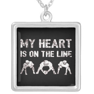 My Heart Is On The Line - Football Lineman I Silver Plated Necklace
