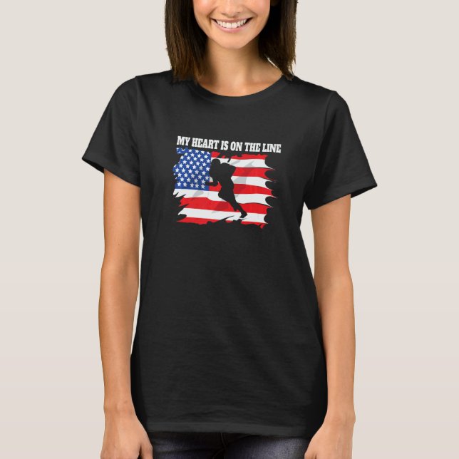 My Heart Is On The Line Offensive Lineman Football T-Shirt (Front)