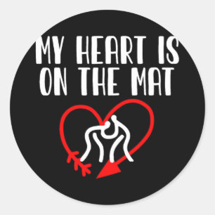 My Heart is on the Mat Wrestling Mom Wrestling Classic Round Sticker