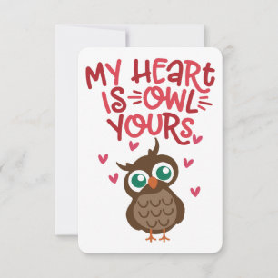 My Heart Is Owl Yours Cute Owl Pun Funny Valen
