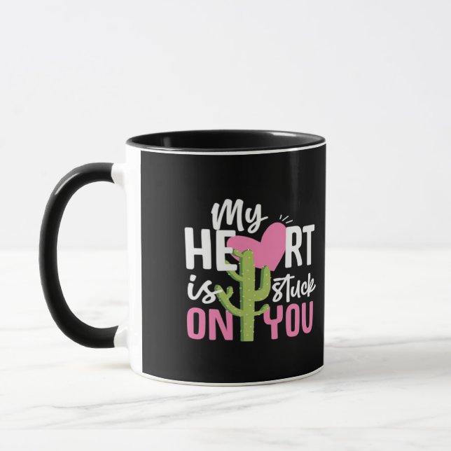 My Heart Is Stuck On You Cactus Heartfelt Design  Mug (Left)