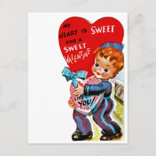 My Heart is Sweet for a Sweet Valentine Like You Holiday Postcard