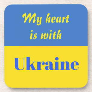 My Heart is With Ukraine Beverage Coaster