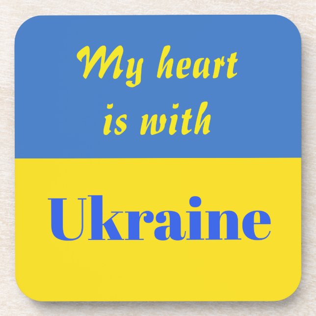 My Heart is With Ukraine Beverage Coaster (Front)