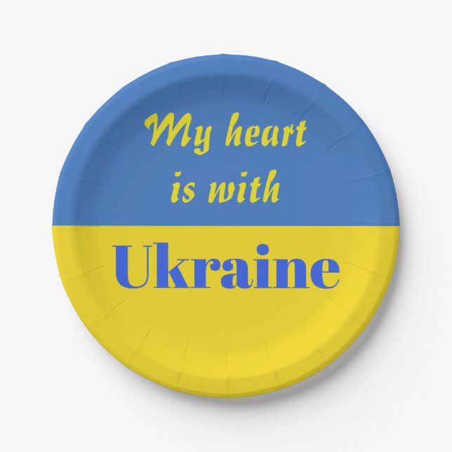 My Heart is With Ukraine Paper Plates (Front)