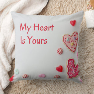 My Heart Is Yours cute Valentine design Throw Pillow