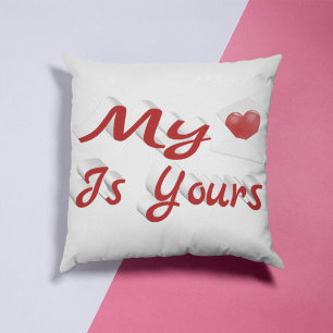 My Heart Is Yours Valentines Day Throw Pillow