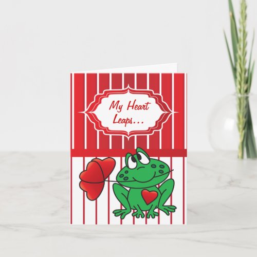 My Heart Leaps for You _ Valentines Day Frog Holiday Card