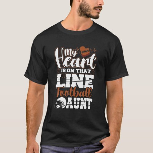 My Heart Linemen Football Aunt Auntie Womens T_Shirt