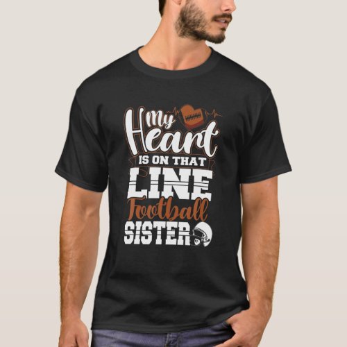 My Heart Linemen Football Sister Sis Womens T_Shirt