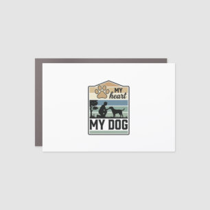 My Heart My Dog Vintage Engraving Dog Lover Design Car Magnet