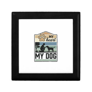 My Heart My Dog Vintage Engraving Dog Lover Design Gift Box