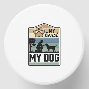 My Heart My Dog Vintage Engraving Dog Lover Design Mini Candle Favors