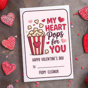 MY HEART POPS FOR YOU Valentines Day Classroom Note Card