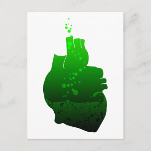 my heart pumps green beer postcard