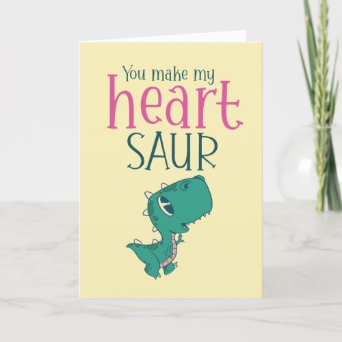 My Heart Saur Cute Dinosaur Funny Valentines Day Holiday Card