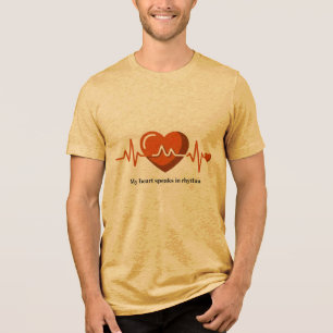 My Heart Speaks in Rhythm - Vintage Mustard Heartb Tri-Blend Shirt