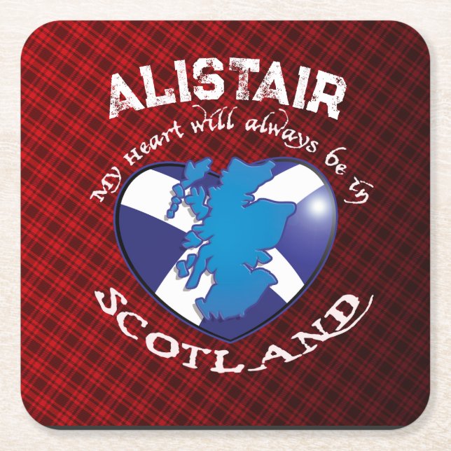 My Heart will always be in SCOTLAND! Square Paper Coaster (Front)