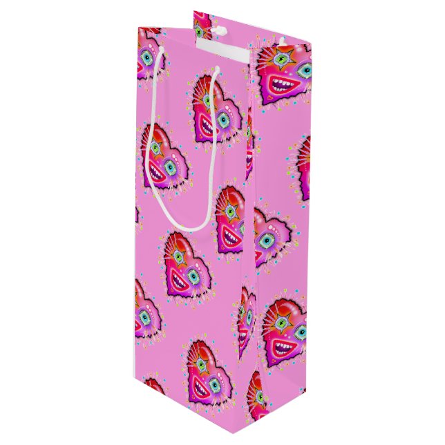 MY HEART WILL GLOW ON WINE GIFT BAG (Front Angled)