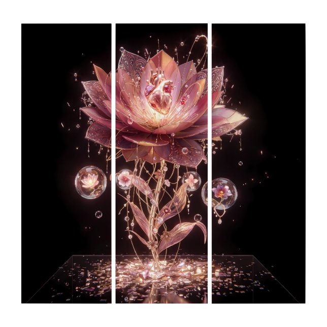 My Heartbeat: A Sparkling Rose Gold Flower Trilogy Triptych (Front)