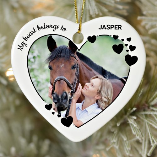 My Hearts Belongs To Personalized Pet Horse Photo Ceramic Ornament